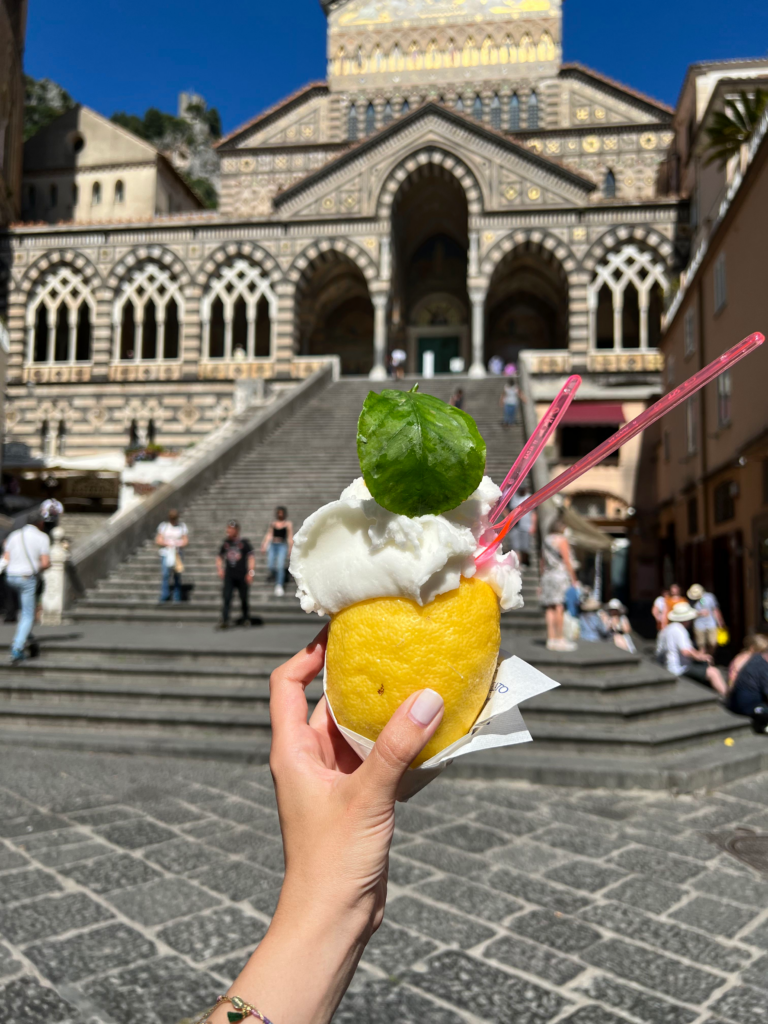 amalfi coast italy travel guide for Piazza Duomo and Cathedral of Saint Andrew with lemon limone sorbet