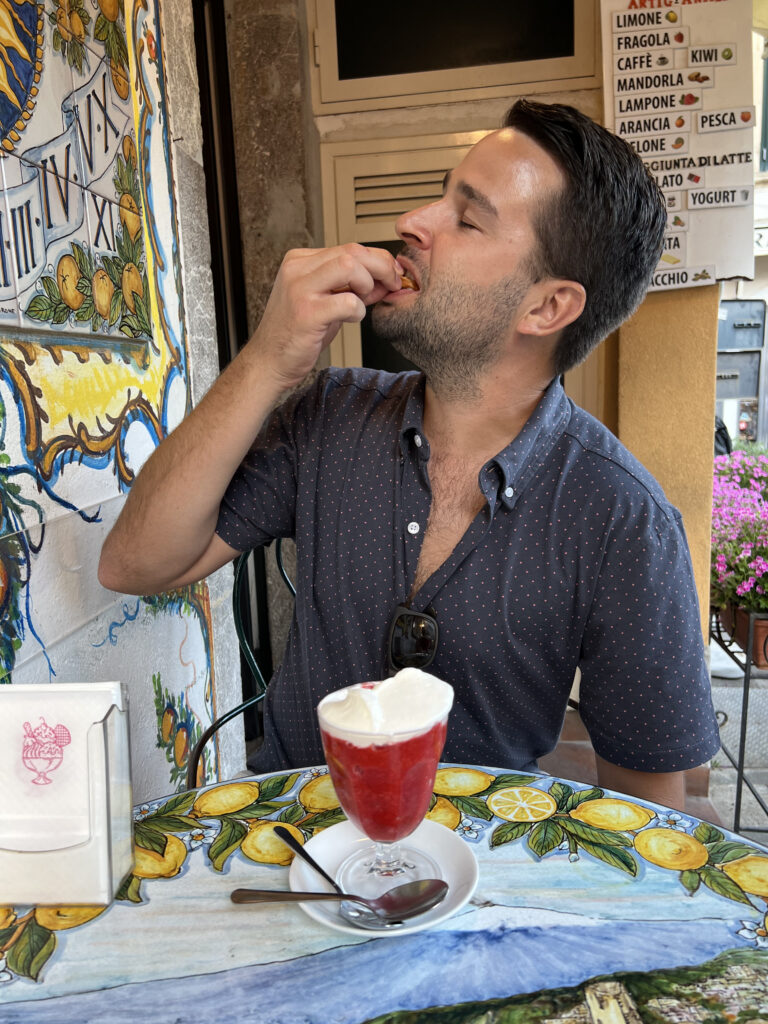 taormina italy travel guide and itinerary for best granita at bam bar restaurant in sicily