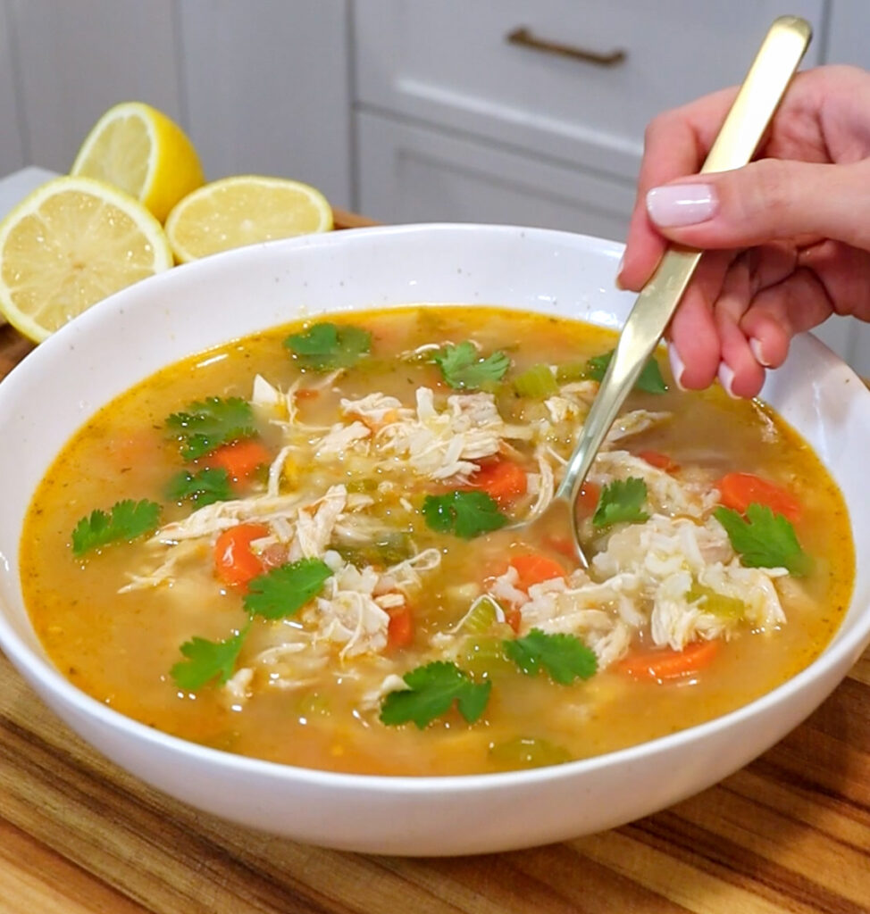 My Mom's Shortcut Chicken & Rice Soup is comforting, simple to make, and delicious during the fall and winter seasons