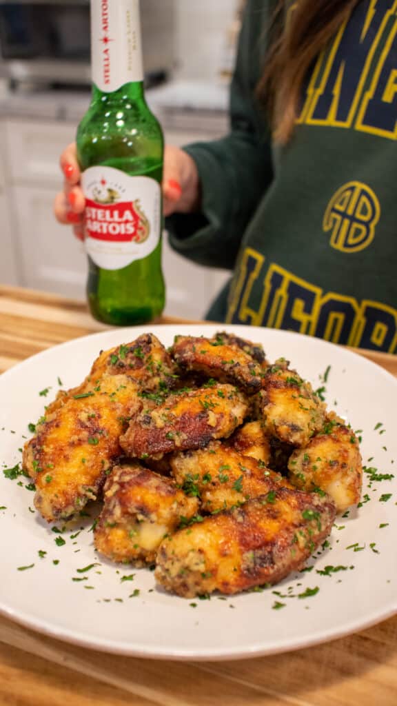 air fryer sour cream & Onion chicken wings recipe perfect for fall and winter football season and game day