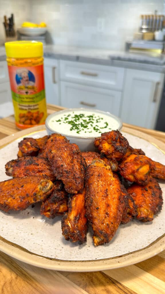 hot wings & homemade Jalapeño ranch dip recipe that's perfect for the big game and super bowl with jalapeno