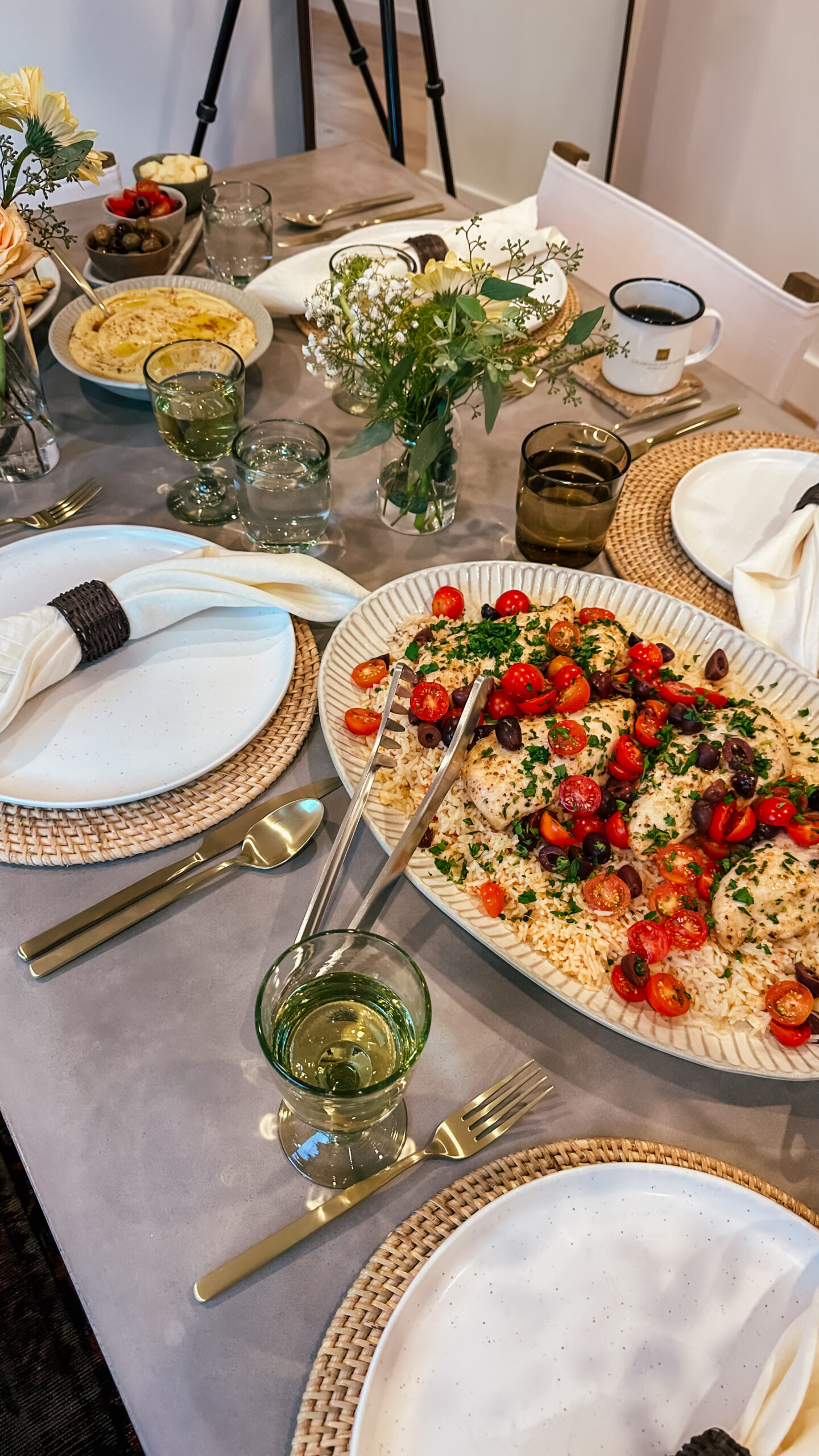 quick and easy Mediterranean Baked Chicken with Rice dinner recipe for entertaining